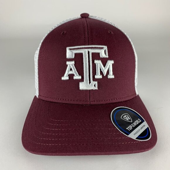 Texas A&M Aggies NCAA Maroon Top of the World Snapback Trucker Hat New - Picture 2 of 5